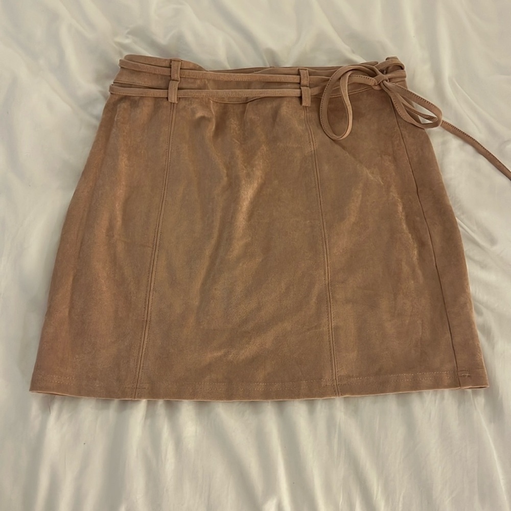 Light pink suede skirt